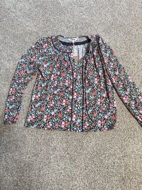 Boden Navy Blue Floral Peasant Blouse